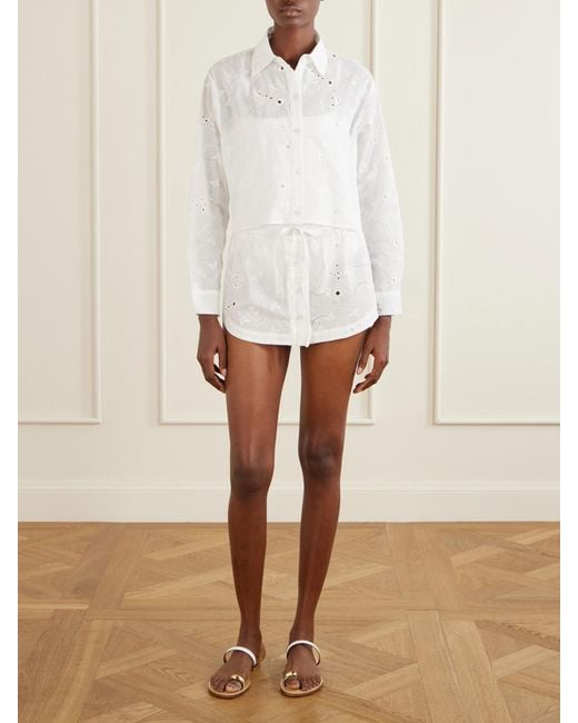 Kiki de Montparnasse White Simone Broderie Anglaise Cotton Mini Skirt