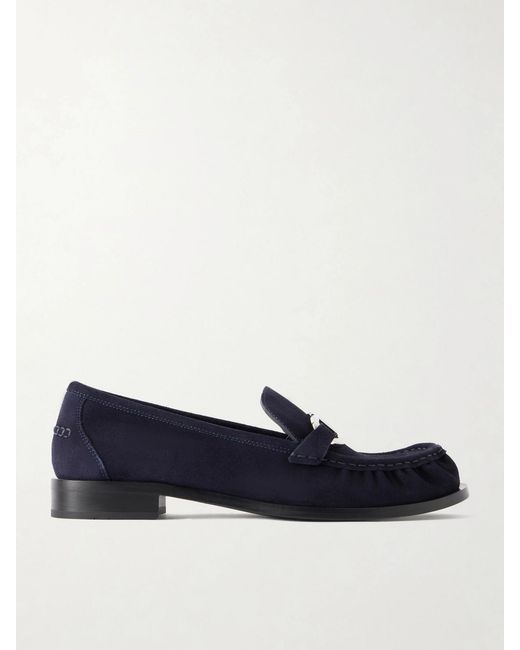 Ferragamo Blue Maryan Suede Loafers