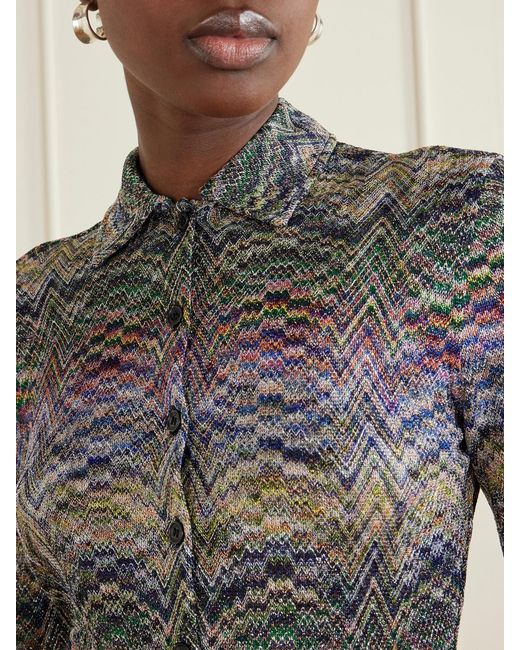 Missoni Gray Embellished Crochet-Knit Cardigan