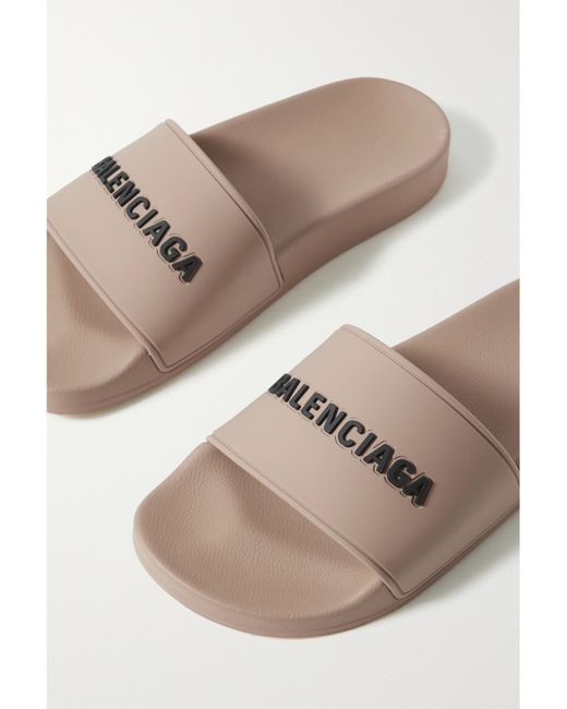 Balenciaga Natural Piscine Logo-Embossed Rubber Slides