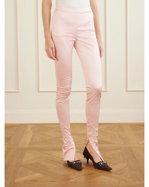 Gucci Pink Silk-Blend Faille Skinny-Leg Pants