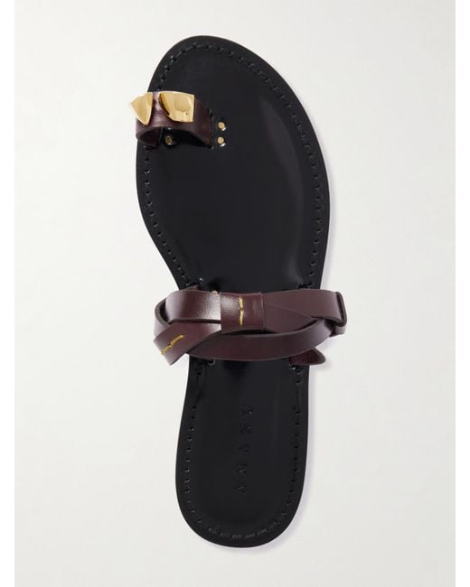 Amanu White The Lagos Embellished Woven Leather Sandals