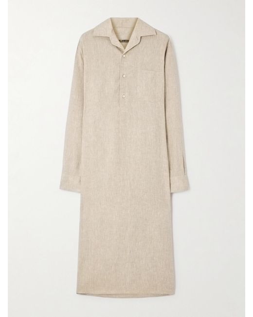 Loro Piana Natural Lora Linen Midi Dress