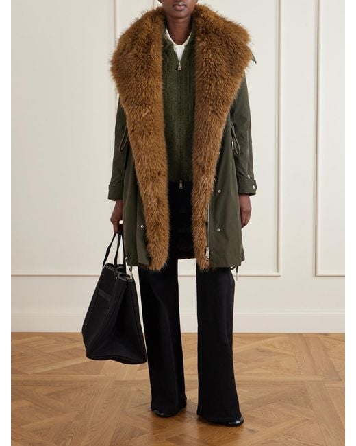 Moncler Green Halicte Hooded Plush-Trimmed Shell Down Parka Jacket