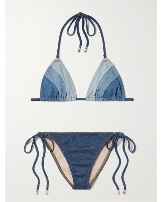 Zimmermann Blue Tallow Denim Triangle Bikini