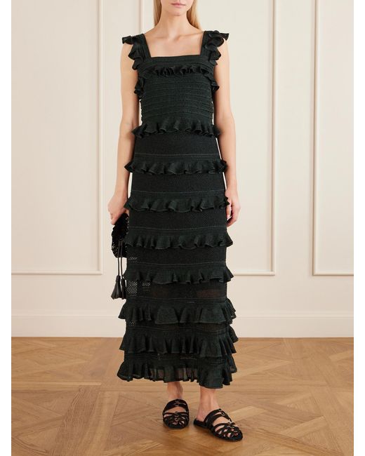 Zimmermann Black Ruffled Knitted Tank