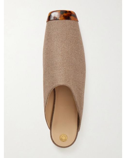 Loro Piana White Alba Embellished Cashmere And Silk-Blend Hopsack Slippers