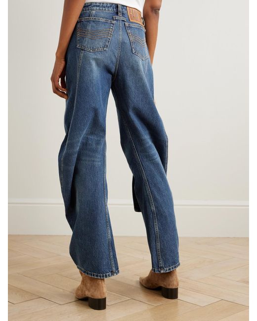 Jean Paul Gaultier Blue Hoch Sitzende Jeans Mit Weitem Bein Und Riemen