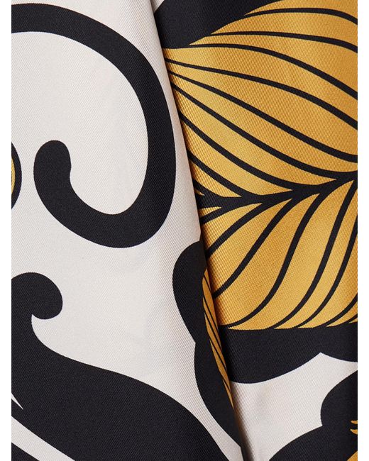 LaDoubleJ White Swing Printed Silk-Twill Midi Dress