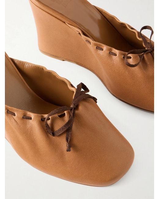 Maryam Nassir Zadeh Brown Ballet Leather Wedge Mules