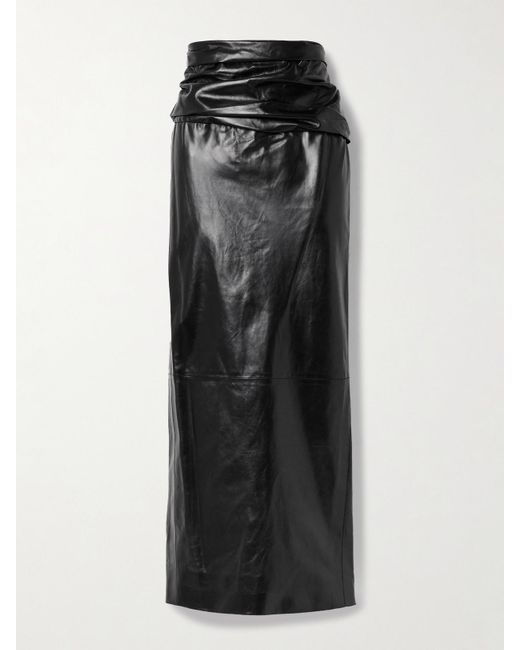Jupe Longue En Cuir À Fronces Winler Khaite en coloris Black