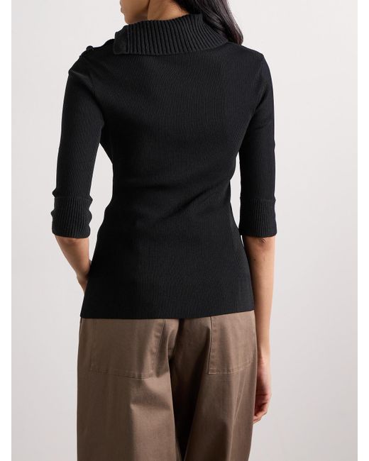 Proenza Schouler Black Daxton Button-Embellished Ribbed-Knit Turtleneck Sweater
