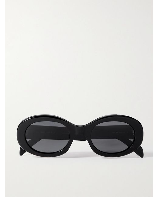 Céline Black Triomphe Oval-Frame Acetate Sunglasses