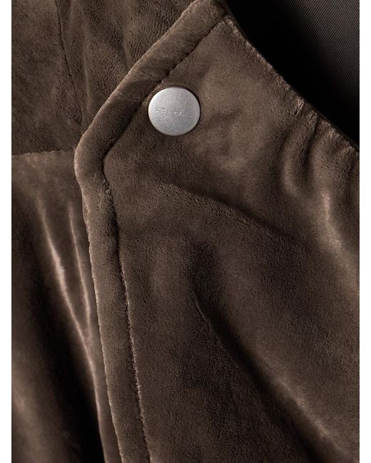 Rick Owens Brown Cropped Gathered Velvet Jacket