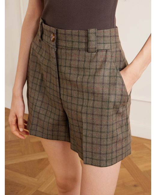 Blazé Milano Brown Teke Checked Wool And Cashmere-Blend Shorts