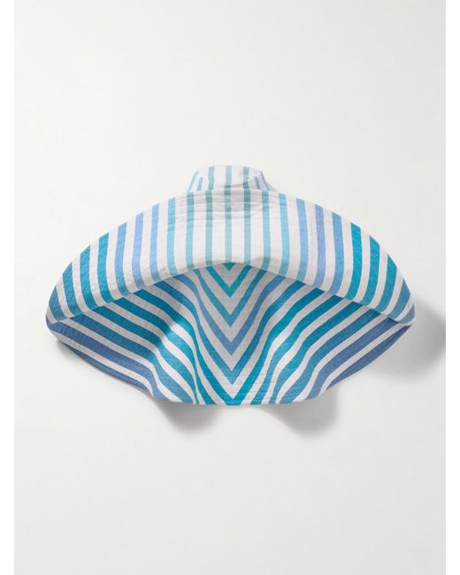 Marrakshi Life Blue Pamela Striped Cotton-Blend Hat