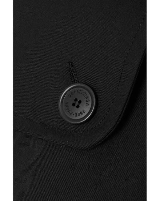 Balenciaga Black Hourglass Oversized Double-Breasted Wool And Cotton-Blend Trench Coat