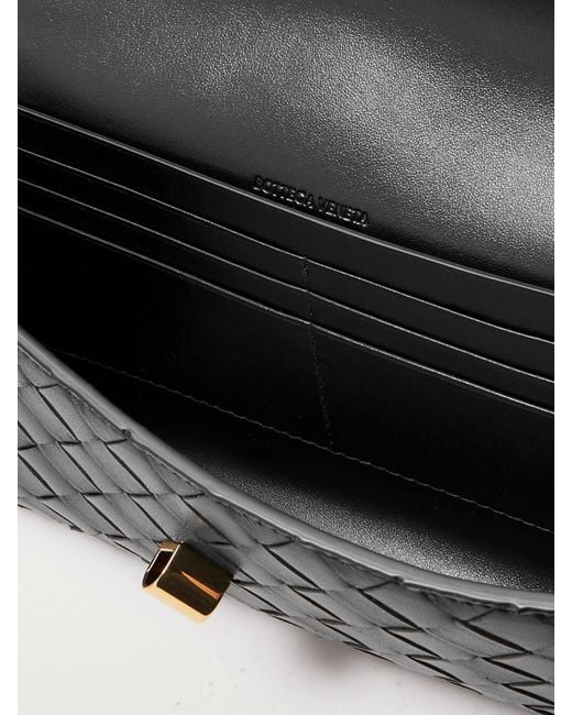 Bottega Veneta Black Andiamo Long Intrecciato Leather Clutch