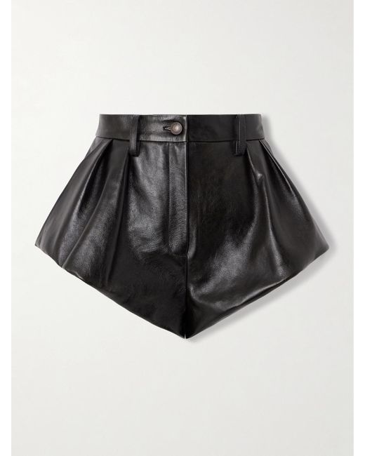 Magda Butrym Black Pleated Leather Shorts