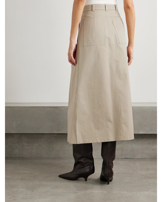 Altuzarra Natural Mack Pleated Cotton-Twill Maxi Skirt