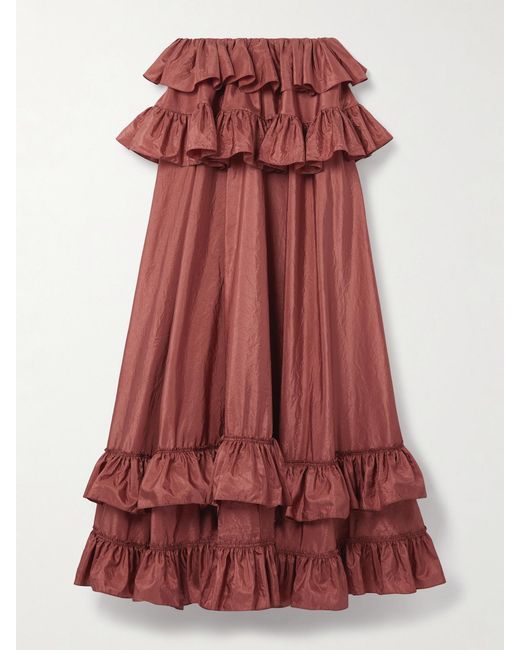 Chloé Ruffled Tiered Silk-Taffeta Maxi Skirt