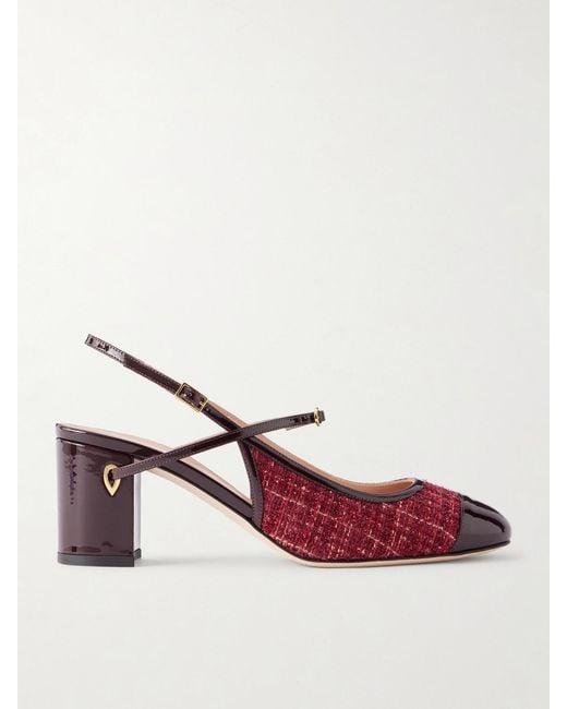 JENNIFER CHAMANDI Pink Mattia 65 Leather-Trimmed Tweed Pumps