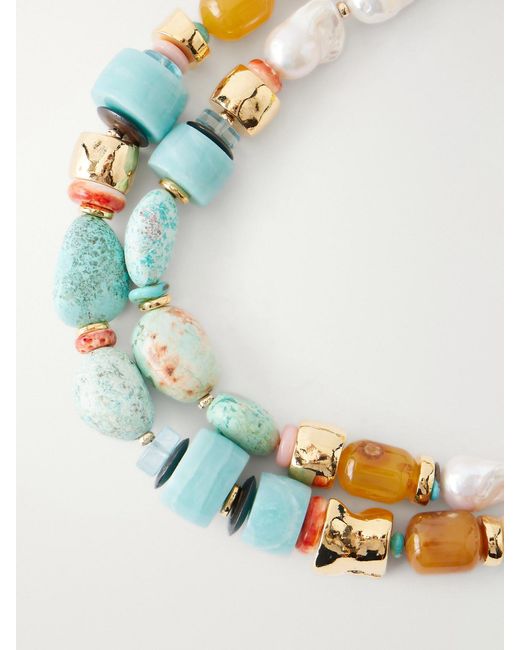Lizzie Fortunato Blue Ariel-Plated-Stone Necklace