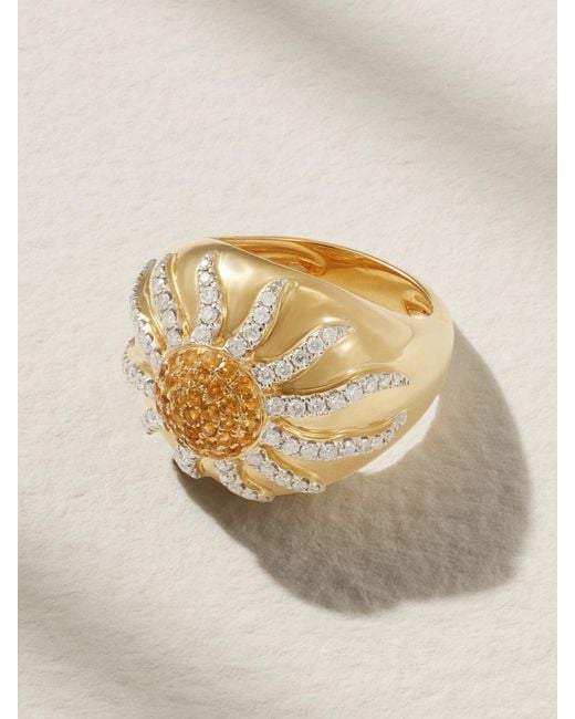Yvonne Léon Natural 18-Karat, Citrine And Diamond Ring