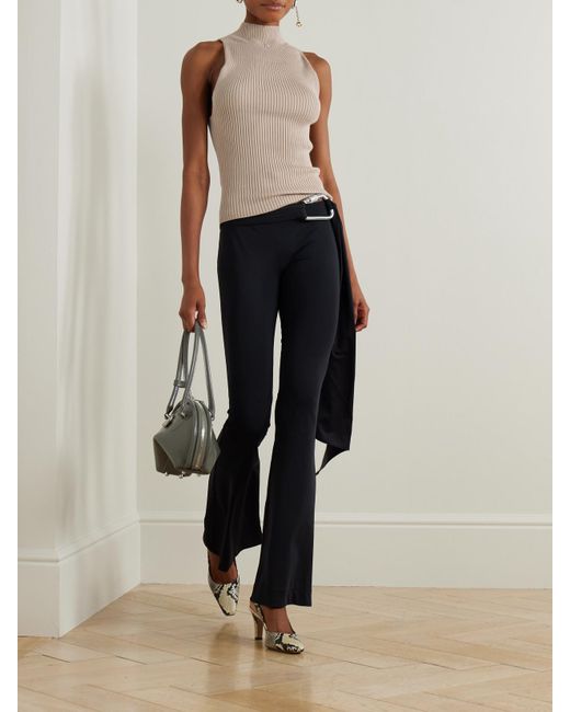 Courreges Natural Tanktop Aus Einer Gerippten Baumwoll-Merinowollmischung Mit Applikation