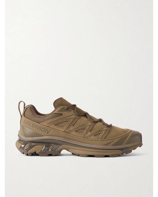 Salomon Brown Xt-6 Expense Mesh, Suede And Textured-Leather Sneakers