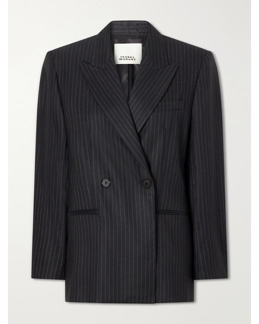 Isabel Marant Black Ranya Striped Wool-Blend Blazer
