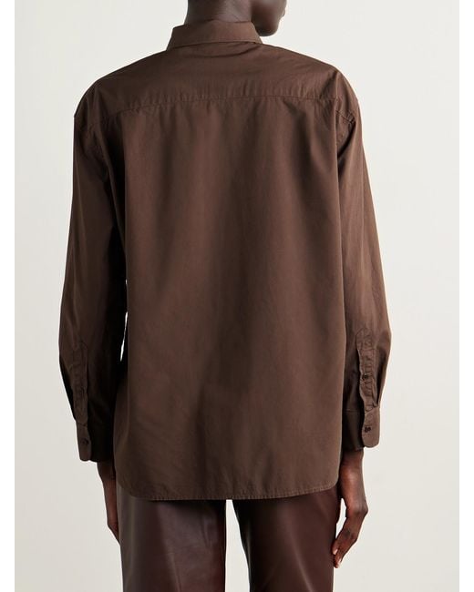 Nili Lotan Brown Amante Cotton-Poplin Shirt