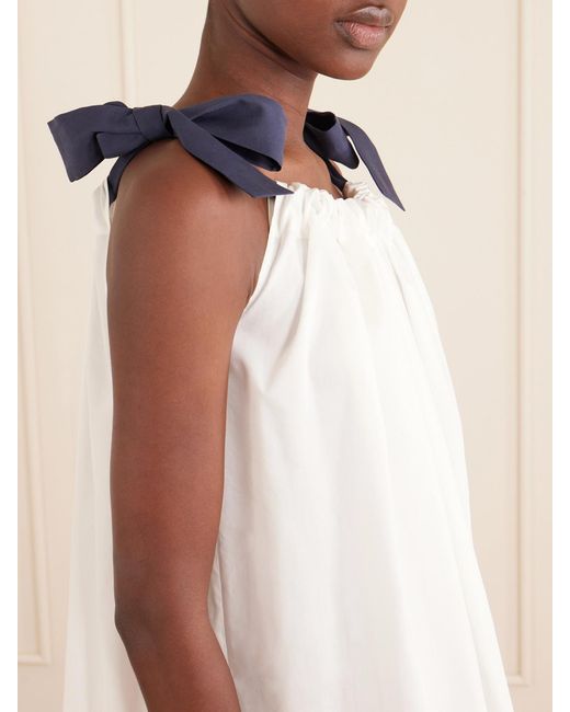 Les Vacances d'Irina White Two-Tone Cotton-Poplin Maxi Dress