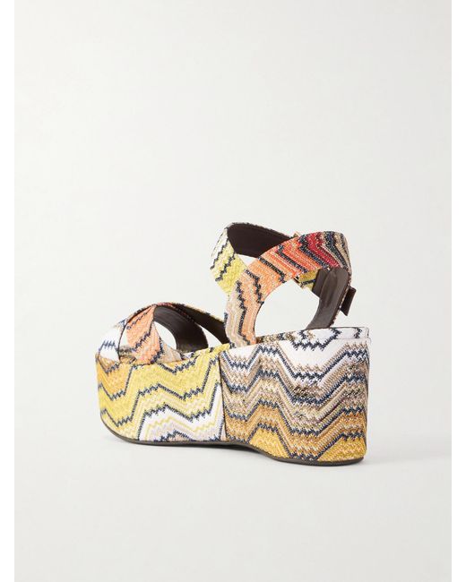 Missoni Metallic Julia Striped Woven Lurex Platform Sandals