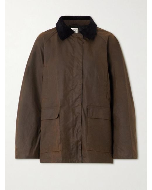 Totême  Brown Oversized Corduroy-Trimmed Waxed Organic Cotton Jacket