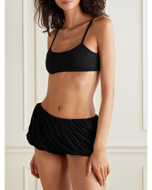 Alaïa Black Twisted Ruched Bikini
