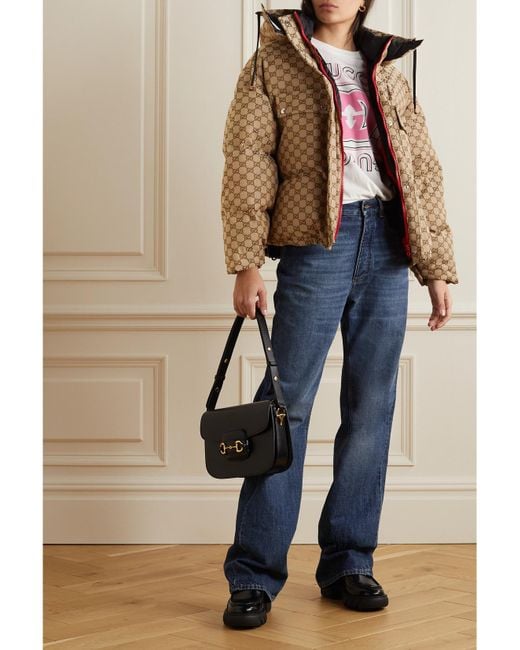 Gucci Brown Gg Cotton Canvas Down Jacket
