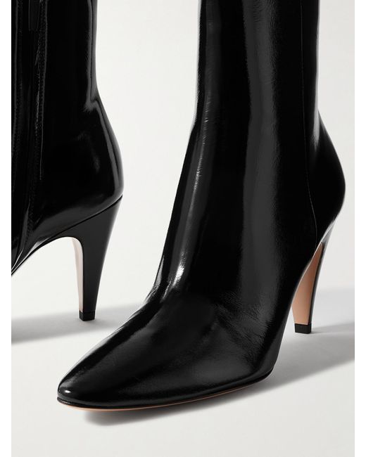 Gianvito Rossi Black Amelia 80 Glossed-Leather Ankle Boots