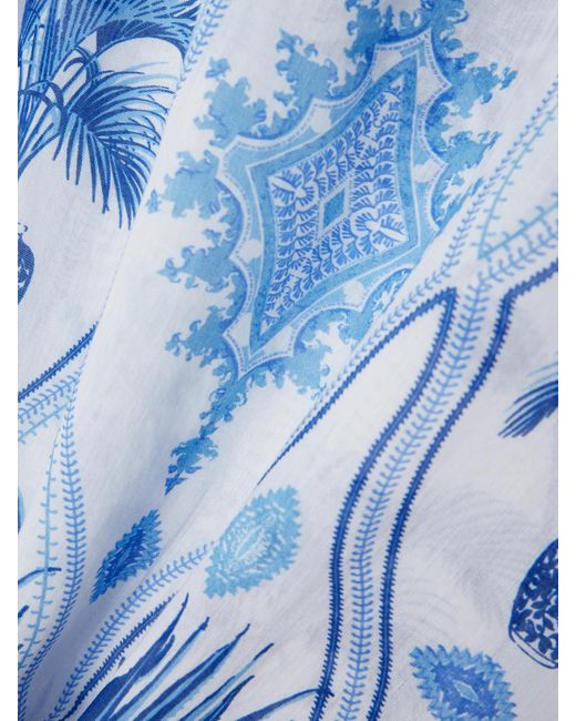 Emporio Sirenuse Blue Giada Kaftan Aus Bedruckter Baumwolle