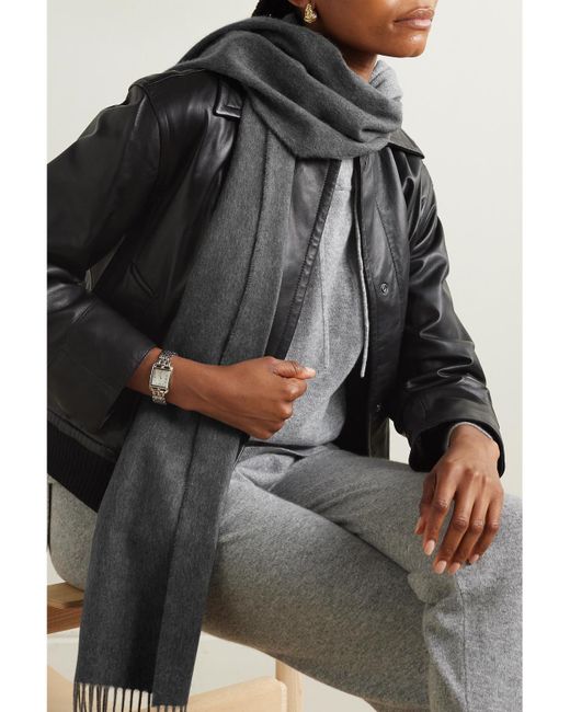 Johnstons Gray Fringed Cashmere Scarf