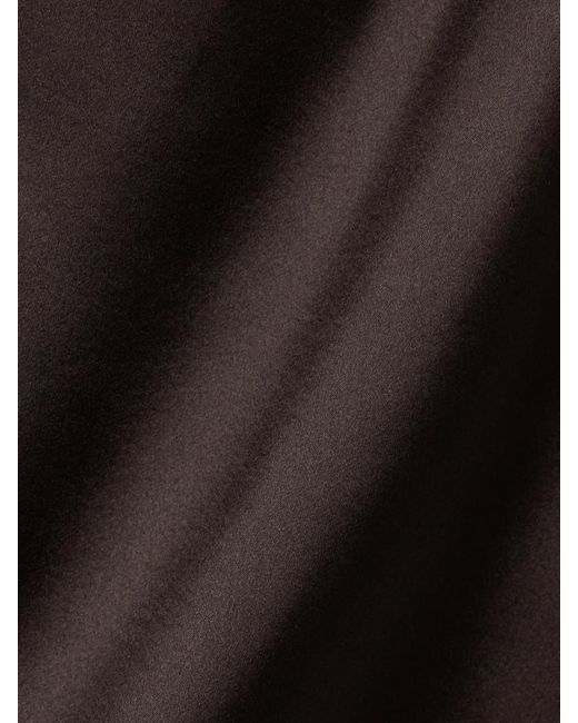 Staud Black Phare Draped Silk-Blend Midi Dress