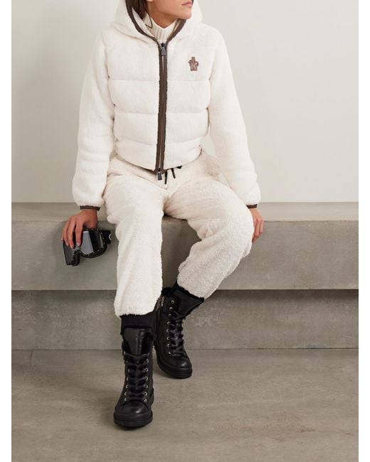 Moncler Natural Hooded Fleece Down Jacket