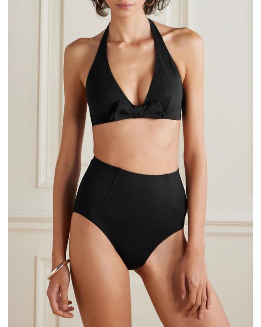 Eres Black Style Bow-Detailed Triangle Halterneck Bikini Top