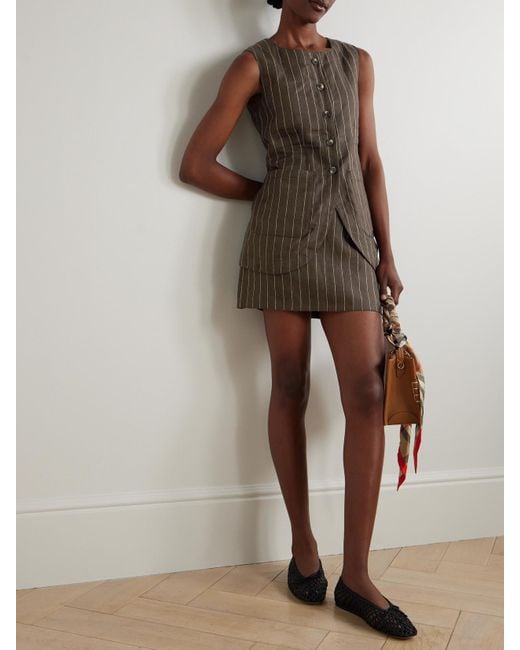 Posse Brown Alice Minirock Aus Leinen-Twill Mit Nadelstreifen