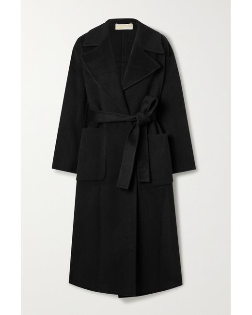 MICHAEL Michael Kors Black Belted Wool-blend Felt Coat