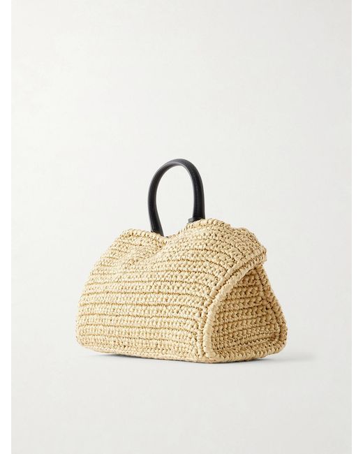 Ferragamo Metallic Hug Leather-Trimmed Raffia Mini Shoulder Bag