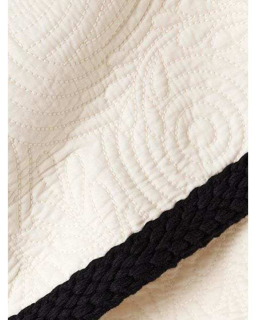 Emporio Sirenuse Natural Giuliana Braid-Trimmed Quilted Cotton Mini Skirt