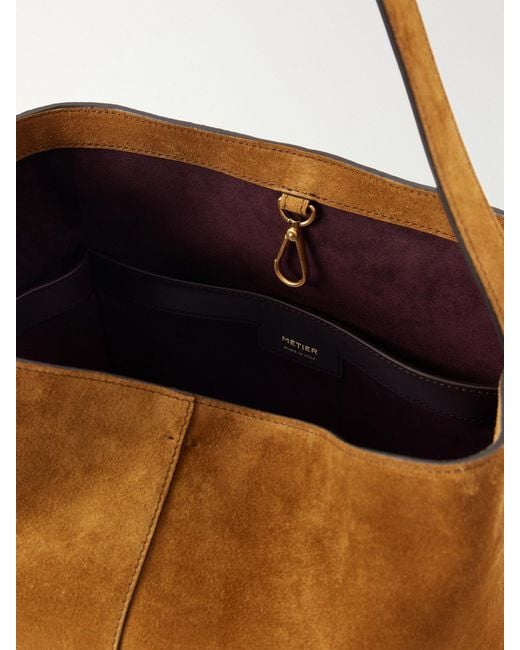 Metier Brown Tilt 22 Suede Shoulder Bag