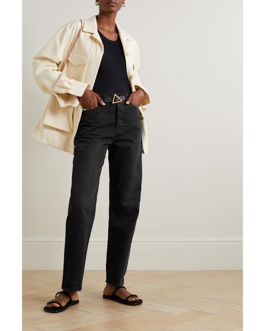 Totême Black Net Sustain Twisted Seam High-Rise Straight-Leg Organic Jeans