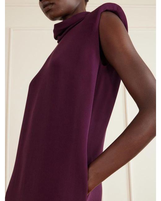 Valentino Garavani Purple Draped Silk-Cady Turtleneck Mini Dress